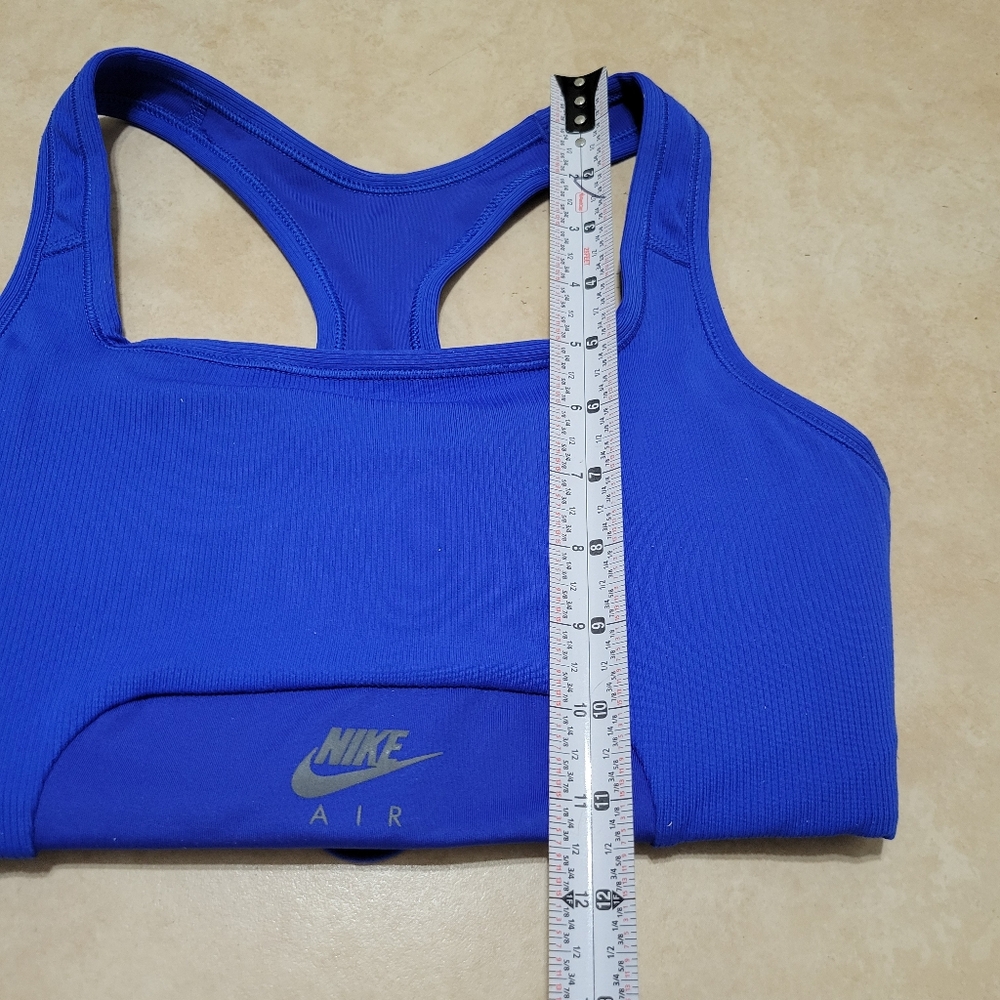 Nike Women’s Sports Bra Dri-Fit Blue M With Pocket And Black Swoosh Logo - Picture 6 of 8